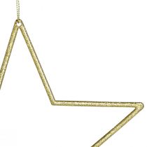 položky Zlaté trblietavé hviezdicové ozdoby, 18 cm, vianočné ozdoby, zlaté hviezdy, 8 kusov