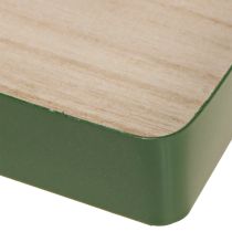 položky Dekoratívny kovový štvorcový podnos so zeleným dreveným podstavcom 25,5 × 25,5 cm