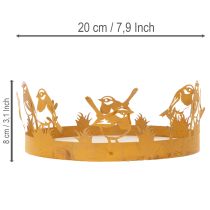položky Dekoratívny podnos, dekorácia na stôl s vtákmi, jarná dekorácia, hrdzavý kov, Ø20cm V8,5cm