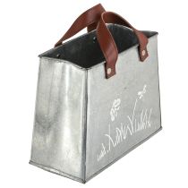 položky Dekoratívna taška, strieborná, biela, hnedá, kovová, kvetináč, D22 cm, 2 kusy