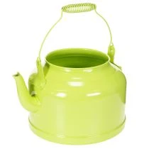 položky Dekoratívna kovová kanvica na čaj, jablkovo zelená - kvetináč - Ø20cm V15cm - všestranná záhradná dekorácia a nápad na darček