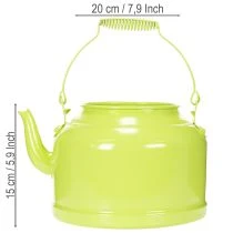 položky Dekoratívna kovová kanvica na čaj, jablkovo zelená - kvetináč - Ø20cm V15cm - všestranná záhradná dekorácia a nápad na darček