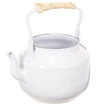 položky Dekoratívna kanvica na čaj, kvetináč, kov, biela, shabby chic, Ø8,6 cm, V16 cm, vintage dekoratívny kvetináč