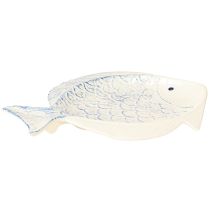 položky Dekoračný tanier ryba keramická stolová dekorácia modrá biela 30×22cm