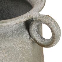 položky Ozdobný kvetináč vintage kvetináč kovový s rúčkami sivý V13,5 cm