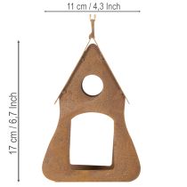 položky Dekoratívna závesná vtáčia búdka, hrdzavá dekorácia vtáčej búdky, 17,5 cm