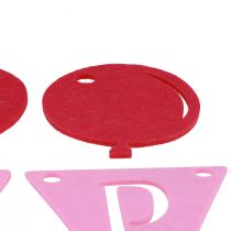 položky Ozdobná narodeninová retiazková girlanda z filcu ružová 300cm