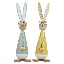 položky Dekoračný zajačik s pohármi Veľkonočná dekorácia drevo kov Veľkonočný zajačik 29cm 2ks