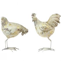 položky Dekoračné kurčatá Biele zlato Kohút sliepka Vintage L13cm 2ks