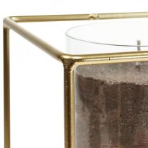 položky Ozdobný svietnik zlatý kovový lampáš sklenený 12×12×13cm