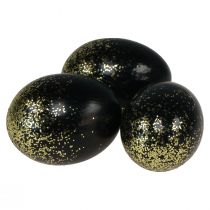 položky Ozdobné veľkonočné vajíčka pravá husacia čierna so zlatými trblietkami V7,5–8,5cm 10 kusov