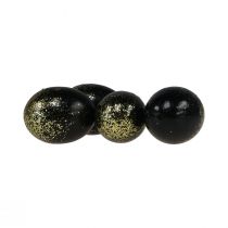 položky Ozdobné veľkonočné vajíčka pravá slepačia vaječná čierna so zlatými trblietkami V5,5–6cm 10 kusov
