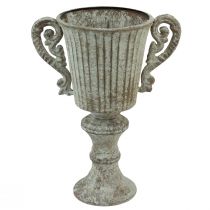 Ozdobný pohár Kalich kov Starožitná Hnedá Biela Ø12cm V26cm