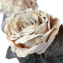 položky Dekoratívne ruže Krémová biela Umelé ruže Hodvábne kvety Starožitný vzhľad L65 cm Balenie 3 ks