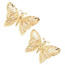 Ozdobné motýliky kovová závesná dekorácia zlatá 5cm 30ks
