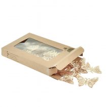 položky Ozdobné motýliky kovová závesná dekorácia zlatá 5cm 30 ks