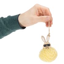 položky Veľkonočná dekorácia zajačika na zavesenie, Nadýchaný zajačik, žltý, Ø7cm, 6 kusov