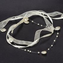 položky Dekoratívna stuha, krémová, srdiečka, perly, svadobná dekorácia, 10 mm, 5 m