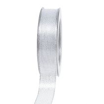 Článok Deko stuha s lurexovými prúžkami strieborná 25mm 20m