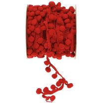 položky Ozdobná stuha s bambulkami Pom Pom Ribbon červená 20mm 15m