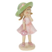 položky Dekoratívne figúrky dievčat s klobúčikmi, ružové a zelené, 6,5x5,5x14,5cm, 2 kusy