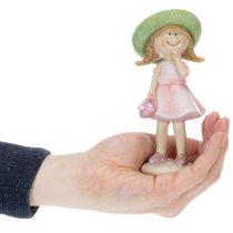 položky Dekoratívne figúrky dievčat s klobúčikmi, ružové a zelené, 6,5x5,5x14,5cm, 2 kusy