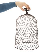 položky Dekoratívny kovový zvonček, lezecká pomôcka, drôtený kryt, hnedý, hrdzavý povrch, V 50/41 cm Ø 30/25 cm, sada 2 ks