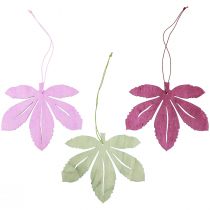 položky Deko vešiak drevo jesenné lístie ružový fialový zelený 12x10cm 12ks