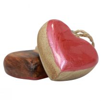 položky Dekoračný vešiak drevené drevené srdiečka dekorácia ružová lesklá 6cm 8ks
