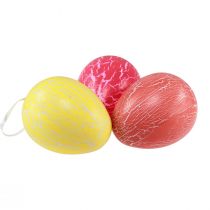 položky Ozdobný vešiak veľkonočné vajíčka žltá/ružová/červená craquelure Ø8,5cm 3 ks