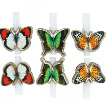 položky Ozdobný klip motýlik, darčeková dekorácia, pružina, motýle z dreva 6ks
