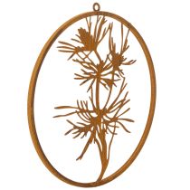 položky Dekoratívny kovový prsteň, nástenná dekorácia z zvetranej ocele, borovicová vetvička, Ø38cm