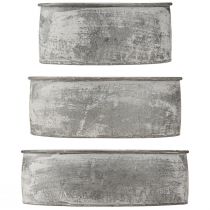 položky Ozdobná kovová miska oválna šedá L22,5/19,5/16cm sada 3 ks