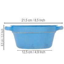 položky Dekoratívna misa/kvetináč, modrý kov, dekorácia v štýle shabby chic, Ø17 cm, V8,5 cm