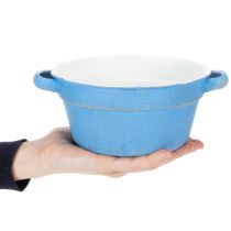 položky Dekoratívna misa/kvetináč, modrý kov, dekorácia v štýle shabby chic, Ø17 cm, V8,5 cm
