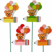 položky Deko pero s medvedíkom a balónikmi kvetinová zátka letná detská dekorácia 16 kusov