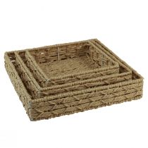 položky Ozdobný podnos štvorcový košík kovový prírodný 30/25/20 cm sada 3 ks