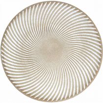 Dekoračný tanier okrúhly bielohnedé drážky stolová dekorácia Ø35cm V3cm