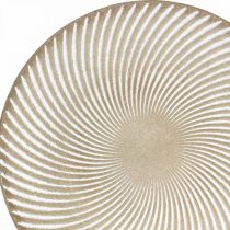 položky Dekoračný tanier okrúhly bielohnedé drážky stolová dekorácia Ø35cm V3cm