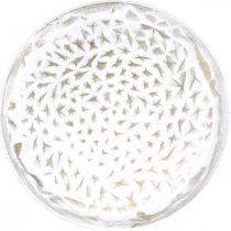 Dekoračný tanier biely okrúhly hnedá štruktúra vintage stolová dekorácia Ø39cm