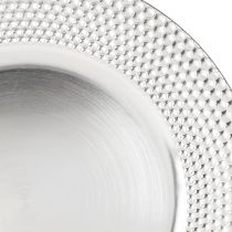 položky Ozdobný tanier okrúhly plastový dekoratívny tanier strieborný Ø33cm