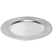 položky Ozdobný tanier okrúhly plastový dekoratívny tanier strieborný Ø33cm