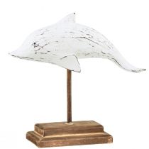 Dekorácia delfín Albasia Maritime drevená dekorácia biela 28×6,5×26cm