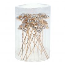 položky Svadobná dekorácia s diamantovou ihlou zlatá 7cm 9 ks