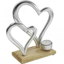 položky Svietnik na čajovú sviečku srdce kovová dekorácia stolová dekorácia drevo 22cm