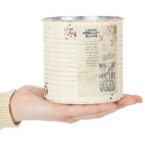 položky Plechový kvetináč krémový, Shabby Chic, Ø11cm, V10,5cm