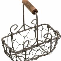 položky Variácia mini drôteného koša s drevenou rukoväťou, hrdzavohnedá, V10,5–11,5 cm, 9 kusov