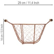položky Vintage okrúhly drôtený košík s drevenými rúčkami, kovový košík, hrdzavá úprava, Ø22 cm
