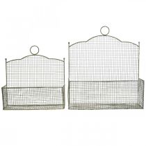 položky Drôtený kôš, nástenný kôš, kôš na rastliny Shabby Chic L38/32cm sada 2 ks
