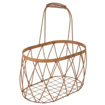položky Oválny drôtený košík s rúčkou, záhradná dekorácia, hrdzavá úprava, 30/25 cm, sada 2 kusov